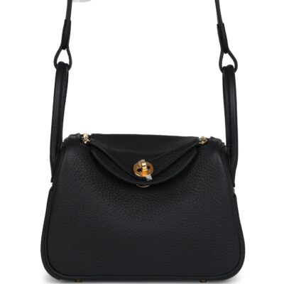 Hermes Mini Lindy II Black Clemence GHW