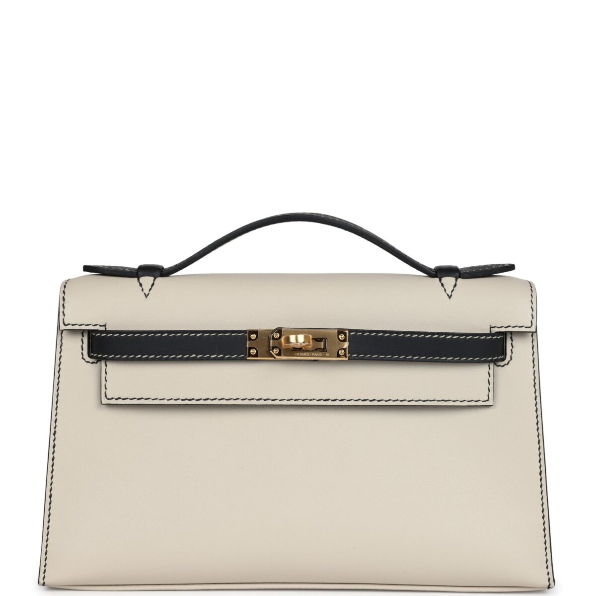Hermes Special Order (HSS) Kelly Pochette Beton and Black Swift GHW
