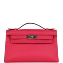 Hermes Kelly Pochette Rose Extreme Swift PHW