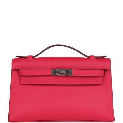Hermes Kelly Pochette Rose Extreme Swift PHW