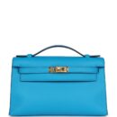 Hermes Kelly Pochette Bleu Frida Swift GHW