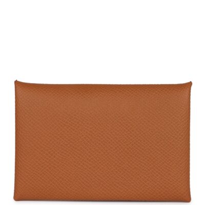 Hermes Calvi Card Holder Gold Epsom PHW