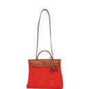 Hermes Herbag Zip PM 31 Capucine Toile Militaire & Fauve Vache Hunter PHW