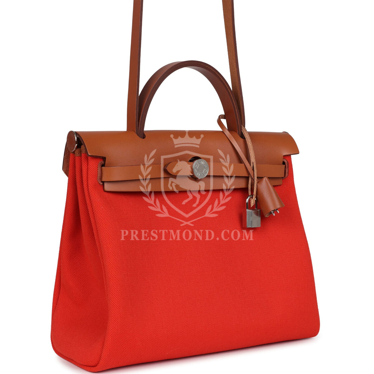 Hermes Herbag Zip PM 31 Capucine Toile Militaire & Fauve Vache Hunter PHW — изображение 2