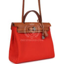 Hermes Herbag Zip PM 31 Capucine Toile Militaire & Fauve Vache Hunter PHW