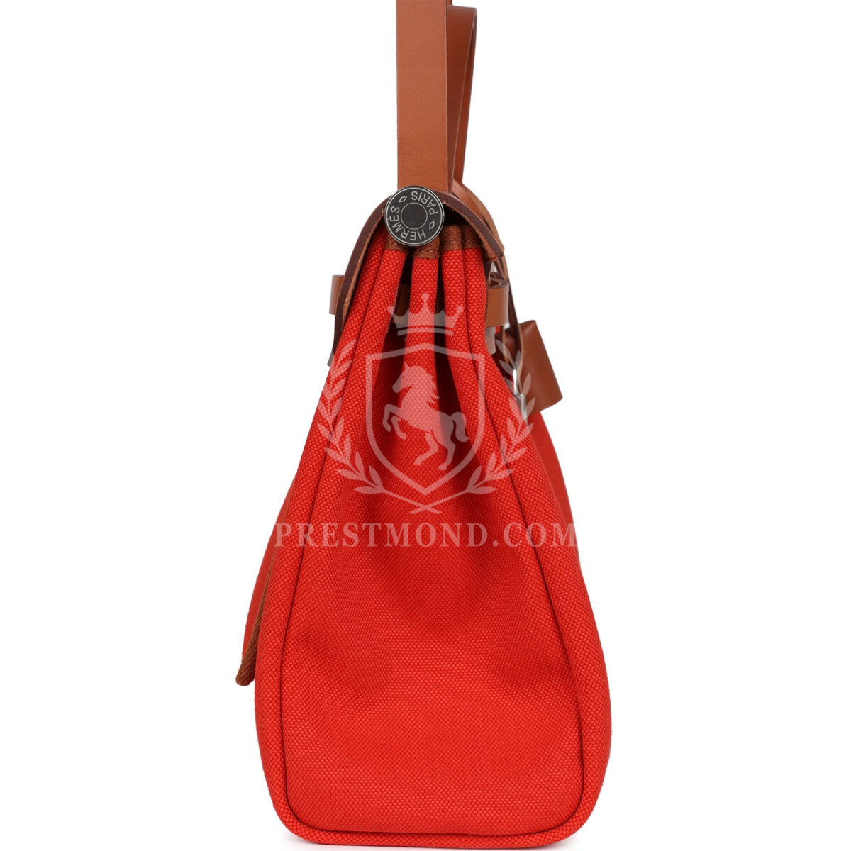 Hermes Herbag Zip PM 31 Capucine Toile Militaire & Fauve Vache Hunter PHW — изображение 3