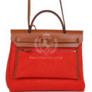 Hermes Herbag Zip PM 31 Capucine Toile Militaire & Fauve Vache Hunter PHW