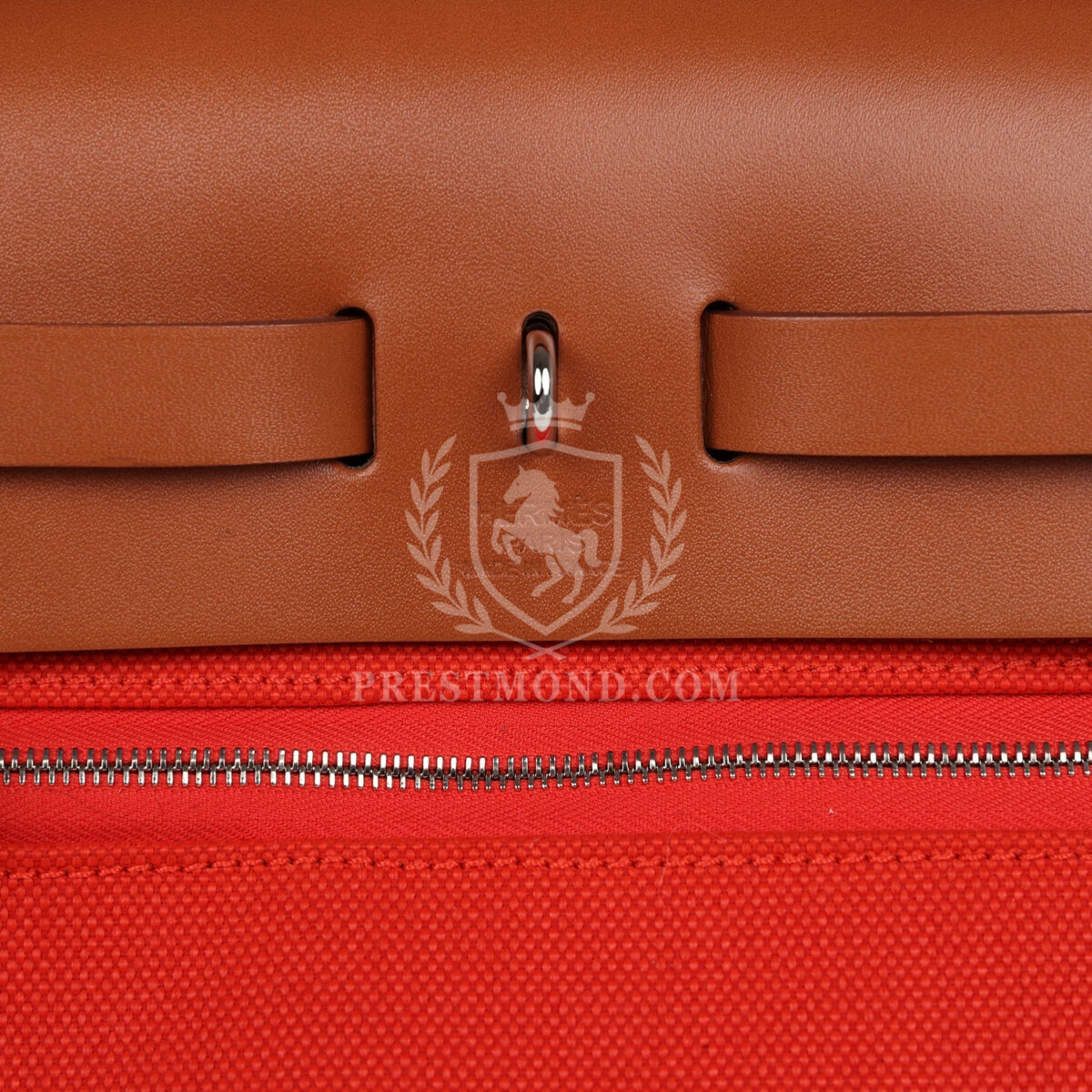 Hermes Herbag Zip PM 31 Capucine Toile Militaire & Fauve Vache Hunter PHW — изображение 8