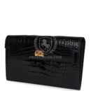 Hermes Kelly Pocket Long Wallet Black Shiny Alligator GHW
