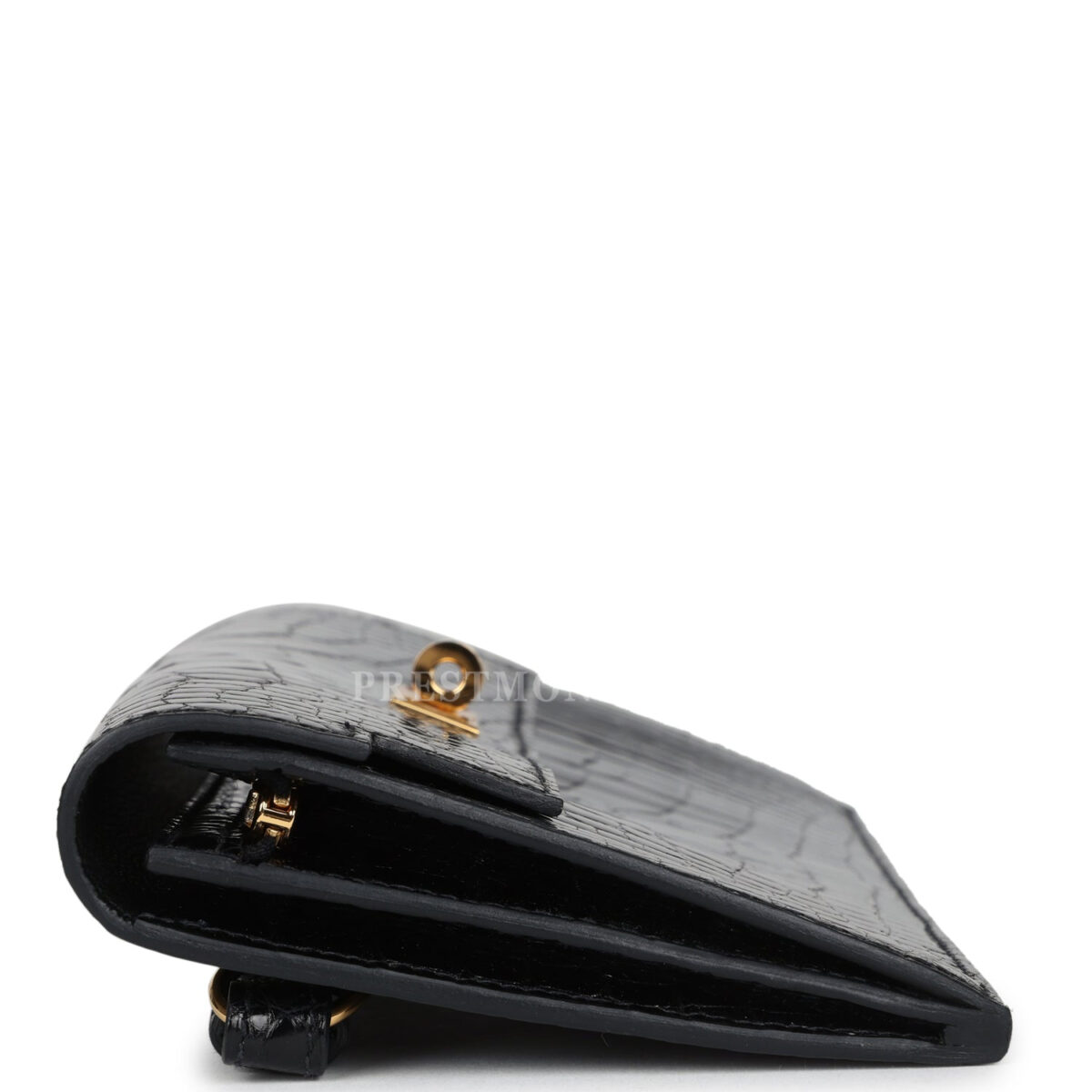 Hermes Kelly Pocket Long Wallet Black Shiny Alligator GHW — изображение 3
