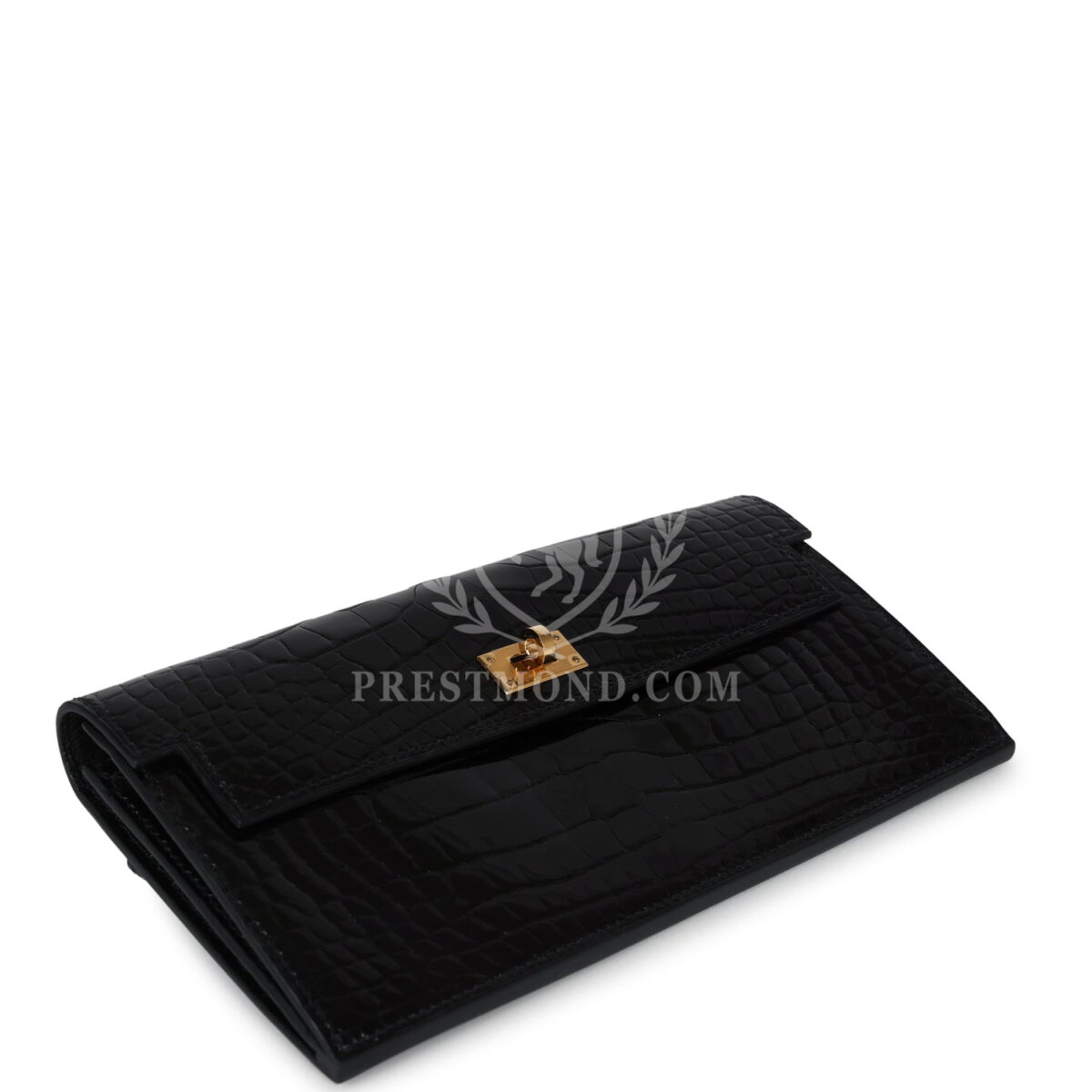 Hermes Kelly Pocket Long Wallet Black Shiny Alligator GHW — изображение 6