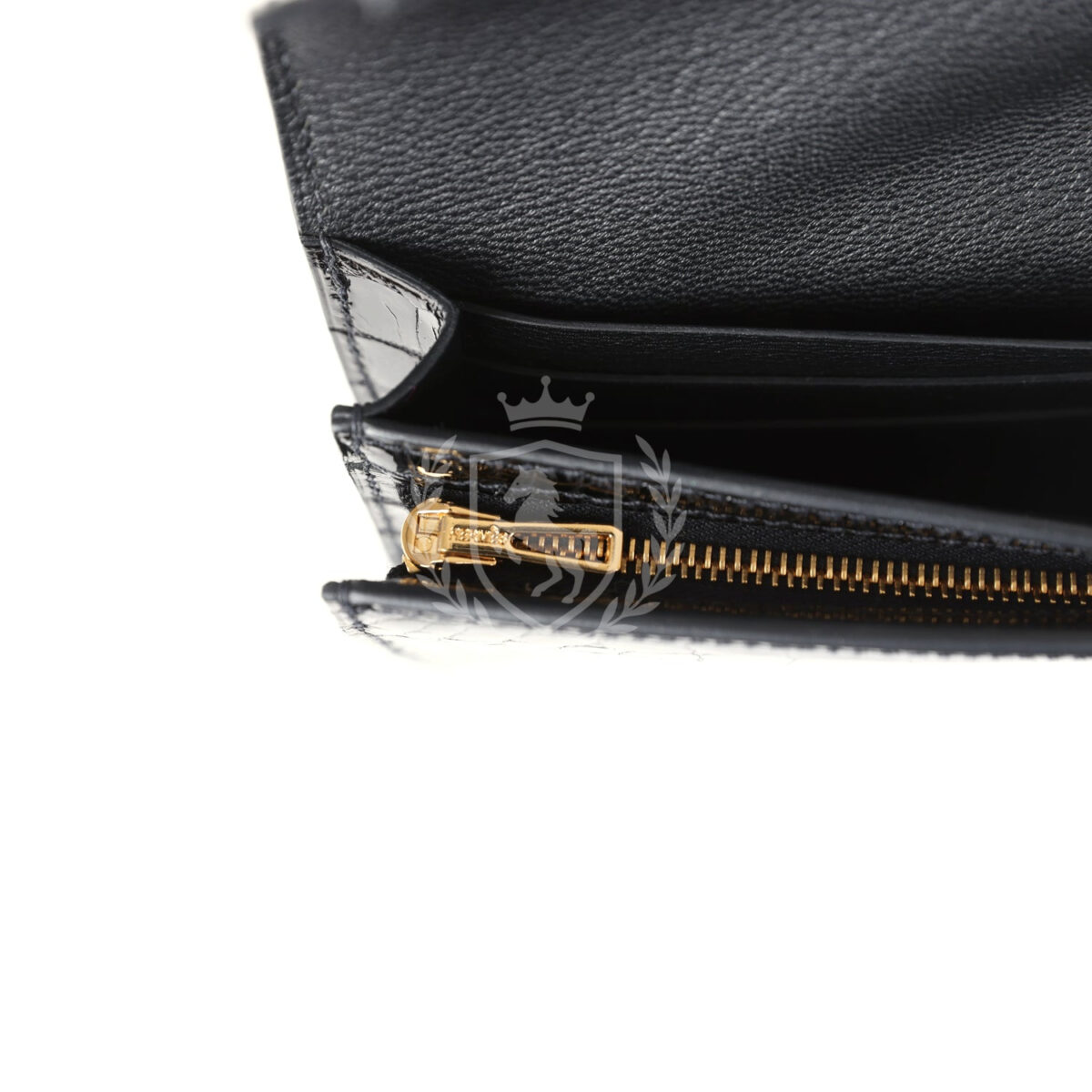 Hermes Kelly Pocket Long Wallet Black Shiny Alligator GHW — изображение 9