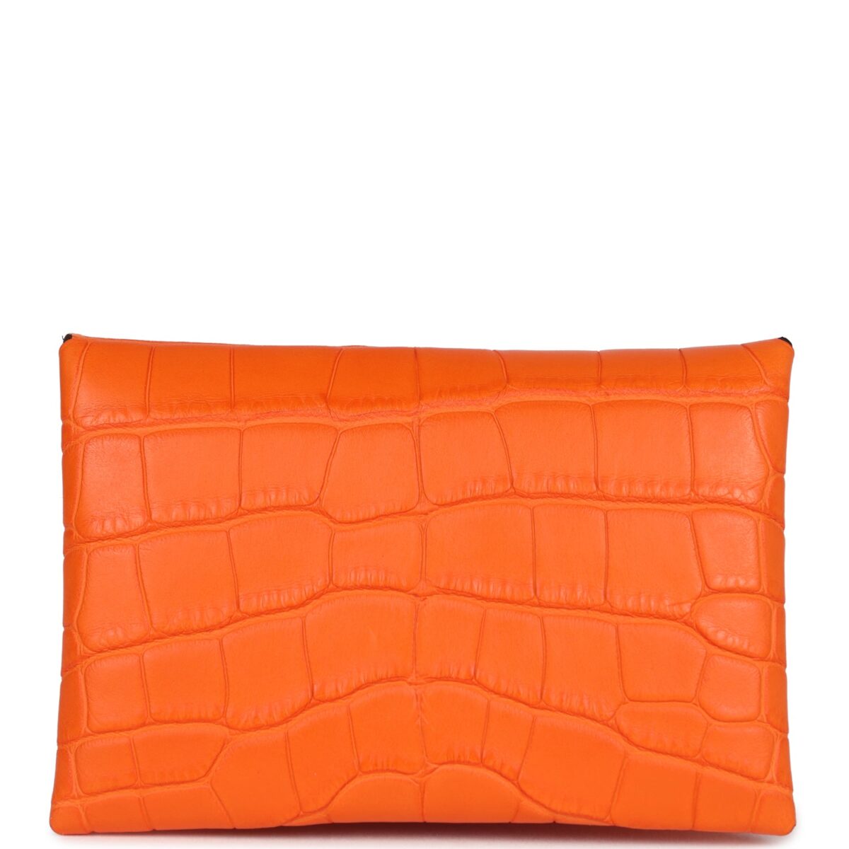 Hermes Calvi Card Holder Orange Minium Matte Alligator Mississipiensis PHW