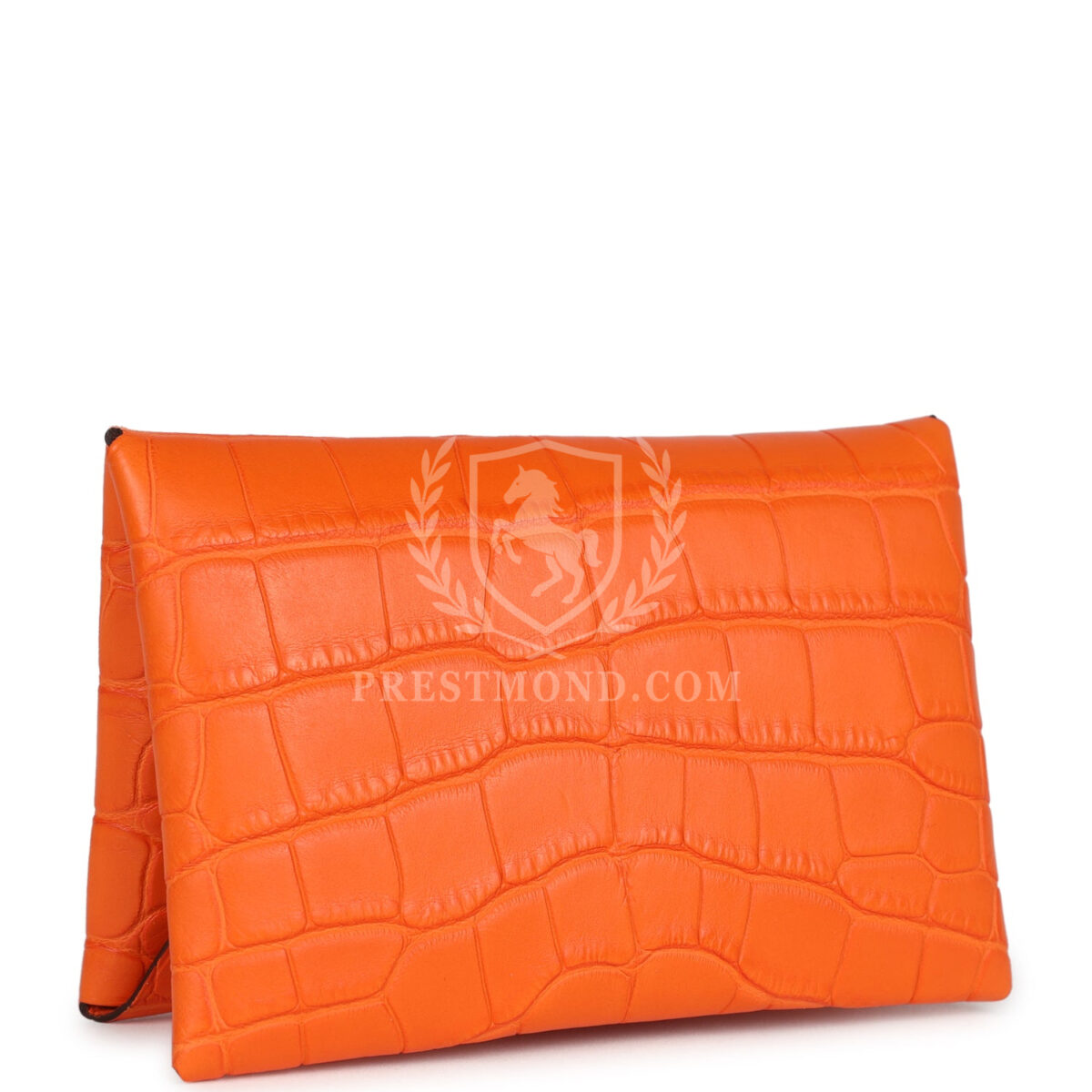 Hermes Calvi Card Holder Orange Minium Matte Alligator Mississipiensis PHW — изображение 2