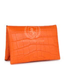 Hermes Calvi Card Holder Orange Minium Matte Alligator Mississipiensis PHW