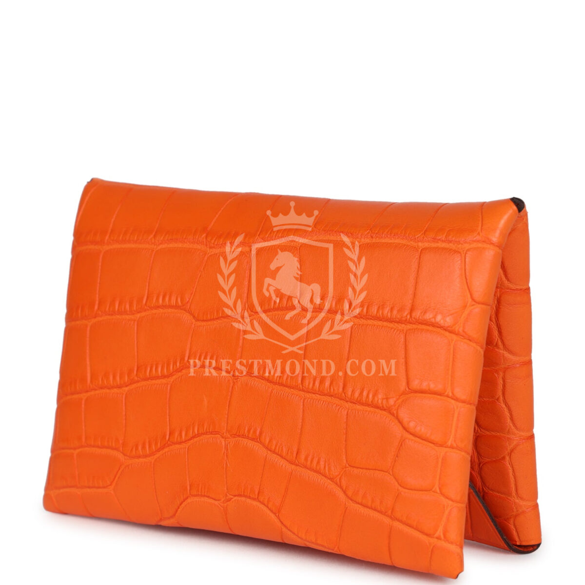 Hermes Calvi Card Holder Orange Minium Matte Alligator Mississipiensis PHW — изображение 5
