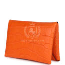 Hermes Calvi Card Holder Orange Minium Matte Alligator Mississipiensis PHW
