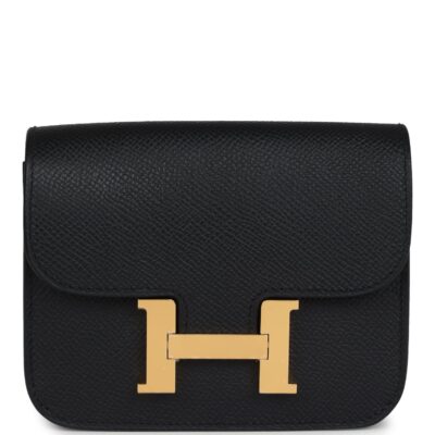 Hermes Constance Slim Wallet Black Epsom GHW