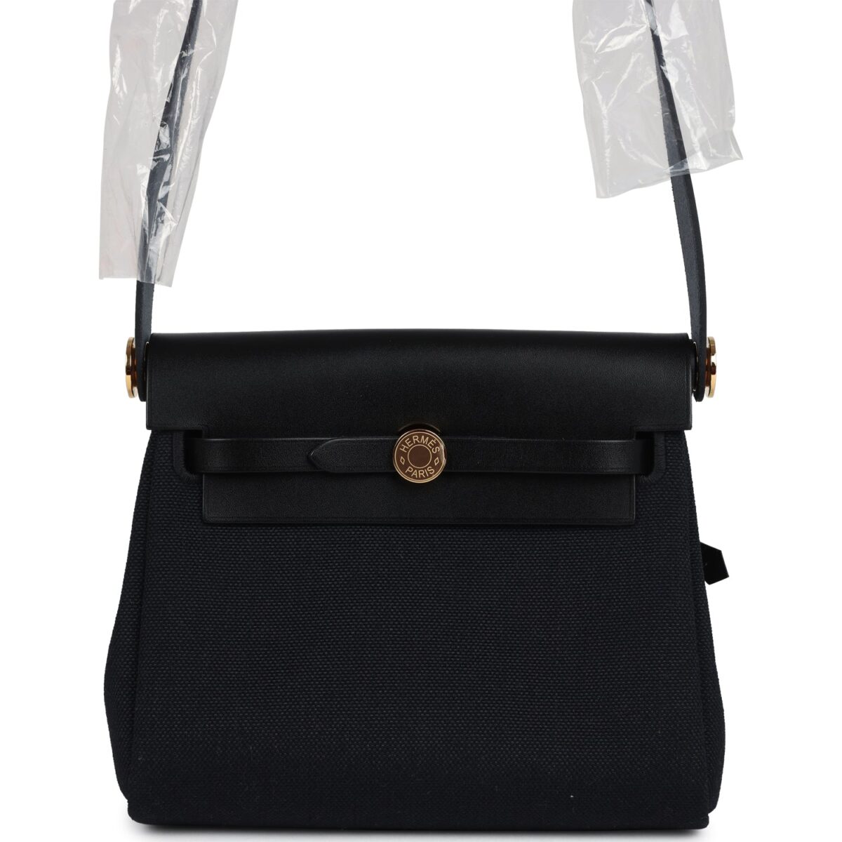 Hermes Herbag Zip 20 Mini Black Toile Militaire Canvas and Black Vache Hunter GHW