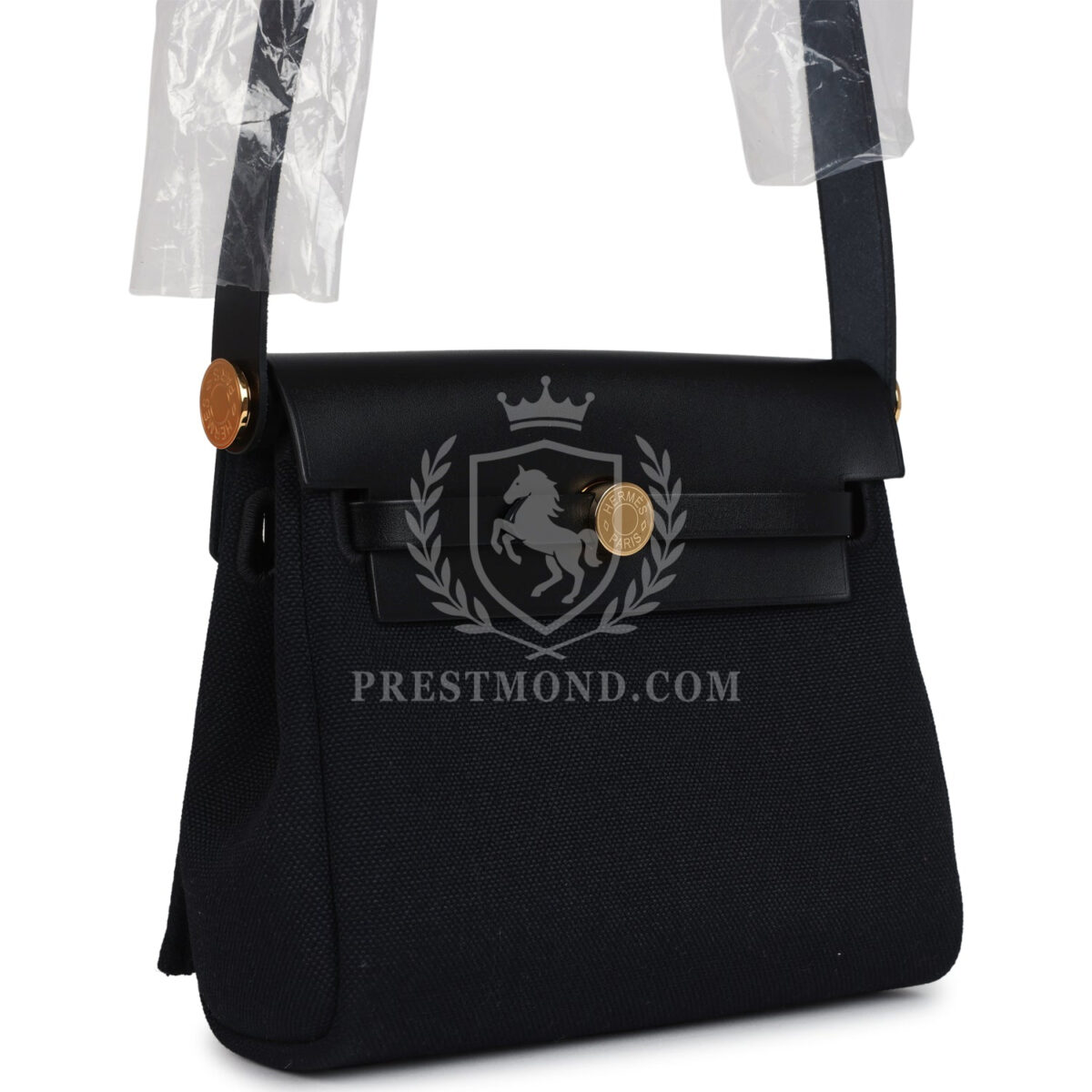 Hermes Herbag Zip 20 Mini Black Toile Militaire Canvas and Black Vache Hunter GHW — изображение 2