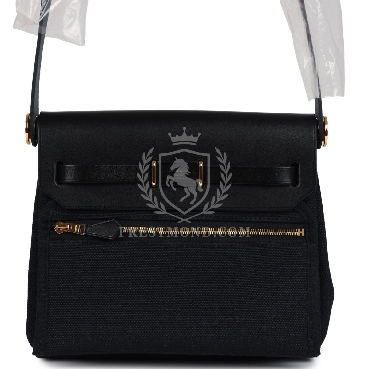 Hermes Herbag Zip 20 Mini Black Toile Militaire Canvas and Black Vache Hunter GHW — изображение 4