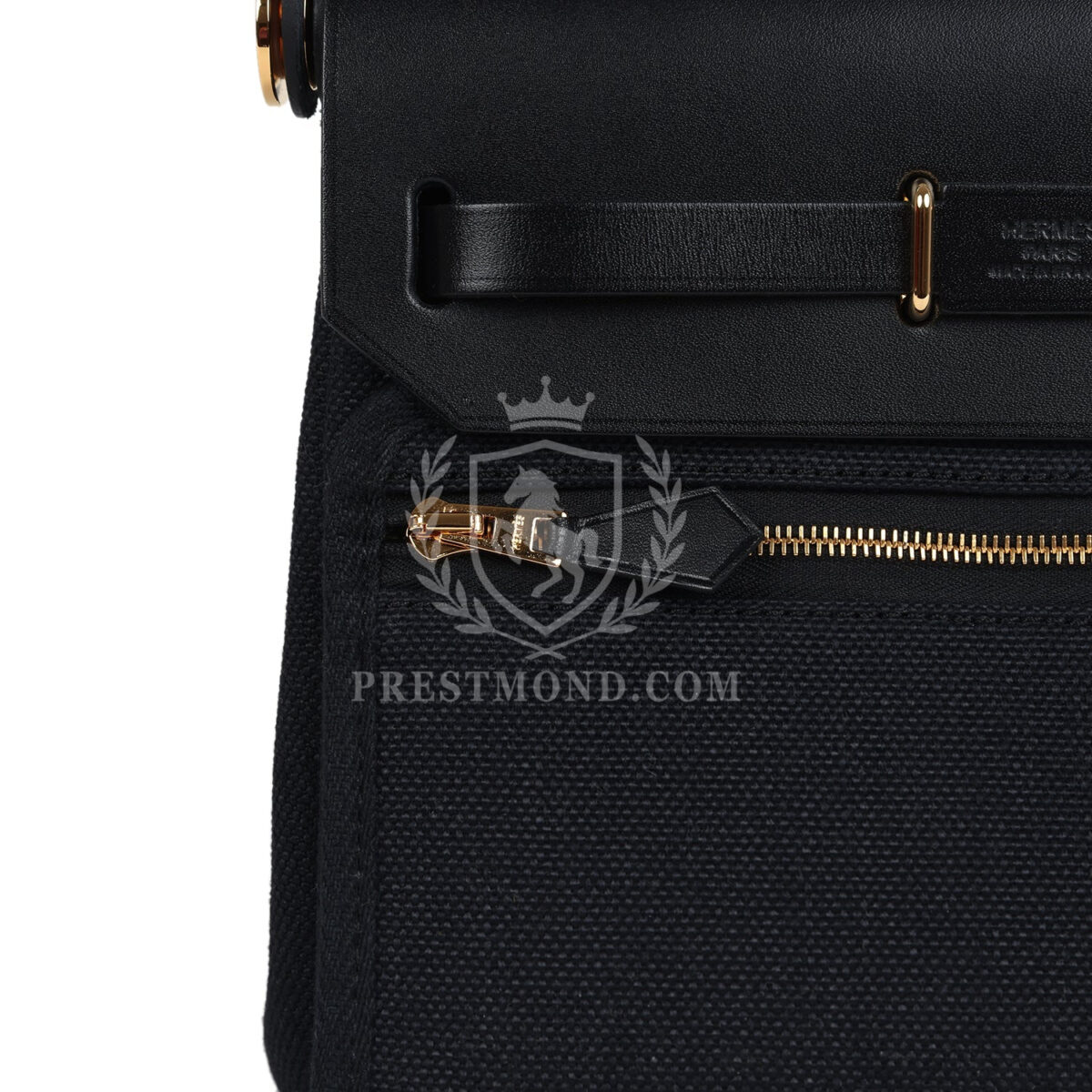 Hermes Herbag Zip 20 Mini Black Toile Militaire Canvas and Black Vache Hunter GHW — изображение 7