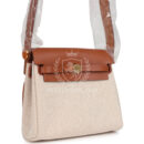 Hermes Herbag Zip 20 Mini Ecru and Beige Toile H Canvas and Fauve Vache Hunter GHW
