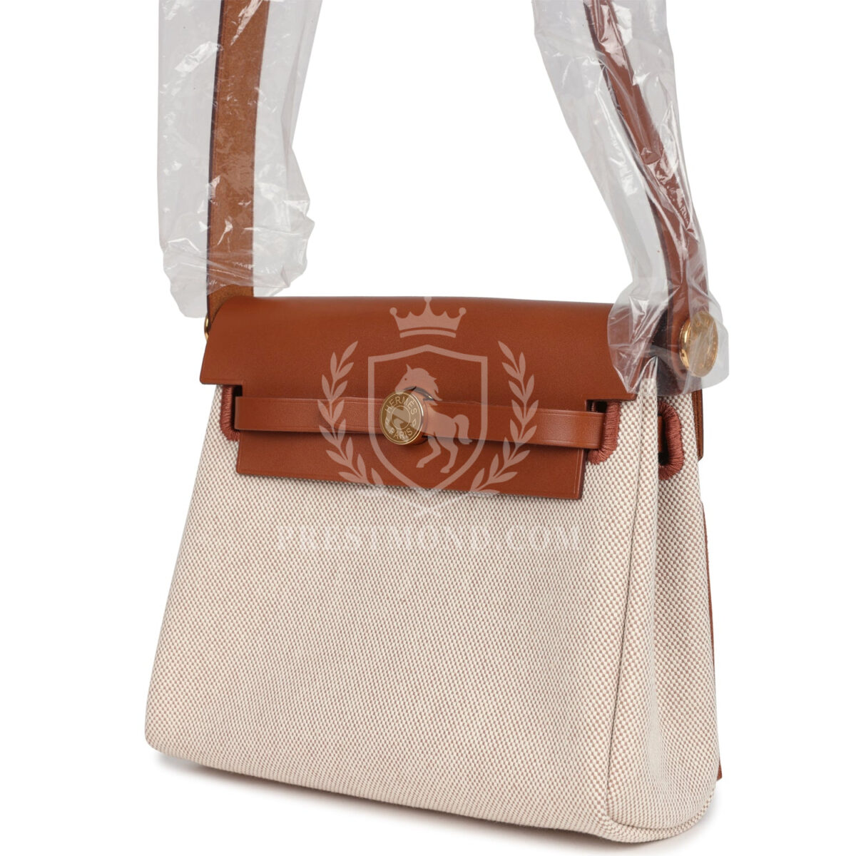 Hermes Herbag Zip 20 Mini Ecru and Beige Toile H Canvas and Fauve Vache Hunter GHW — изображение 3
