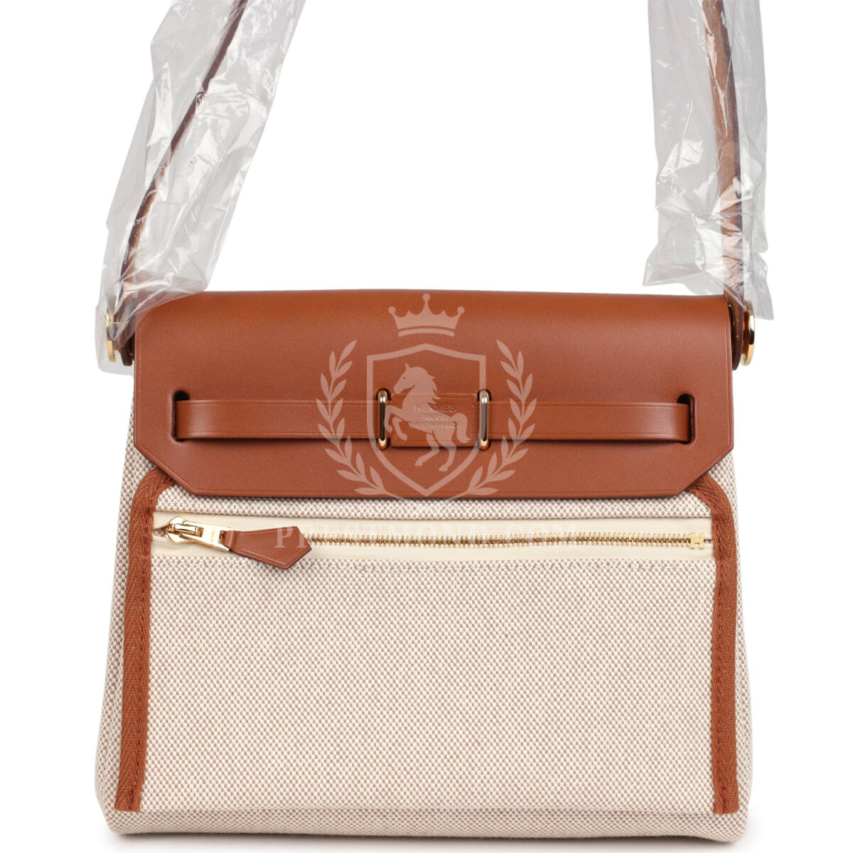 Hermes Herbag Zip 20 Mini Ecru and Beige Toile H Canvas and Fauve Vache Hunter GHW — изображение 5