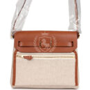 Hermes Herbag Zip 20 Mini Ecru and Beige Toile H Canvas and Fauve Vache Hunter GHW