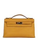 Hermes Kelly Pochette Jaune Ambre Swift PHW