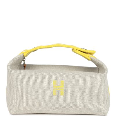 Hermes Bride A Brac Case PM Jaune Citron Plume Canvas PHW