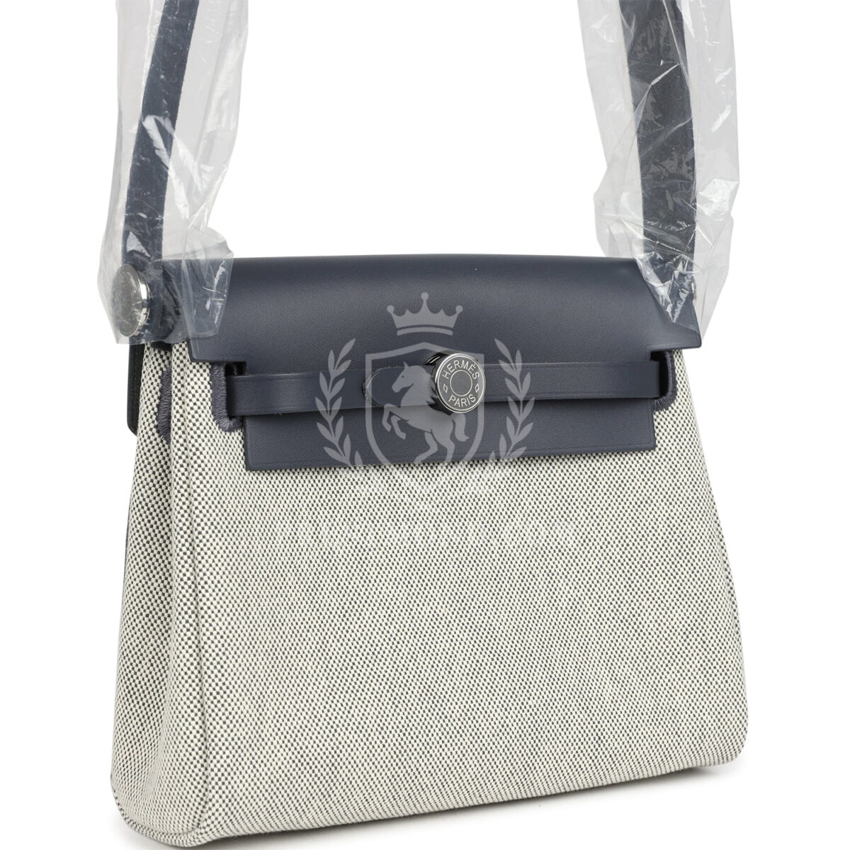 Hermes Herbag Zip 20 Mini Ecru and Ardoise Toile H Canvas and Ardoise Vache Hunter PHW — изображение 2