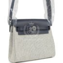 Hermes Herbag Zip 20 Mini Ecru and Ardoise Toile H Canvas and Ardoise Vache Hunter PHW