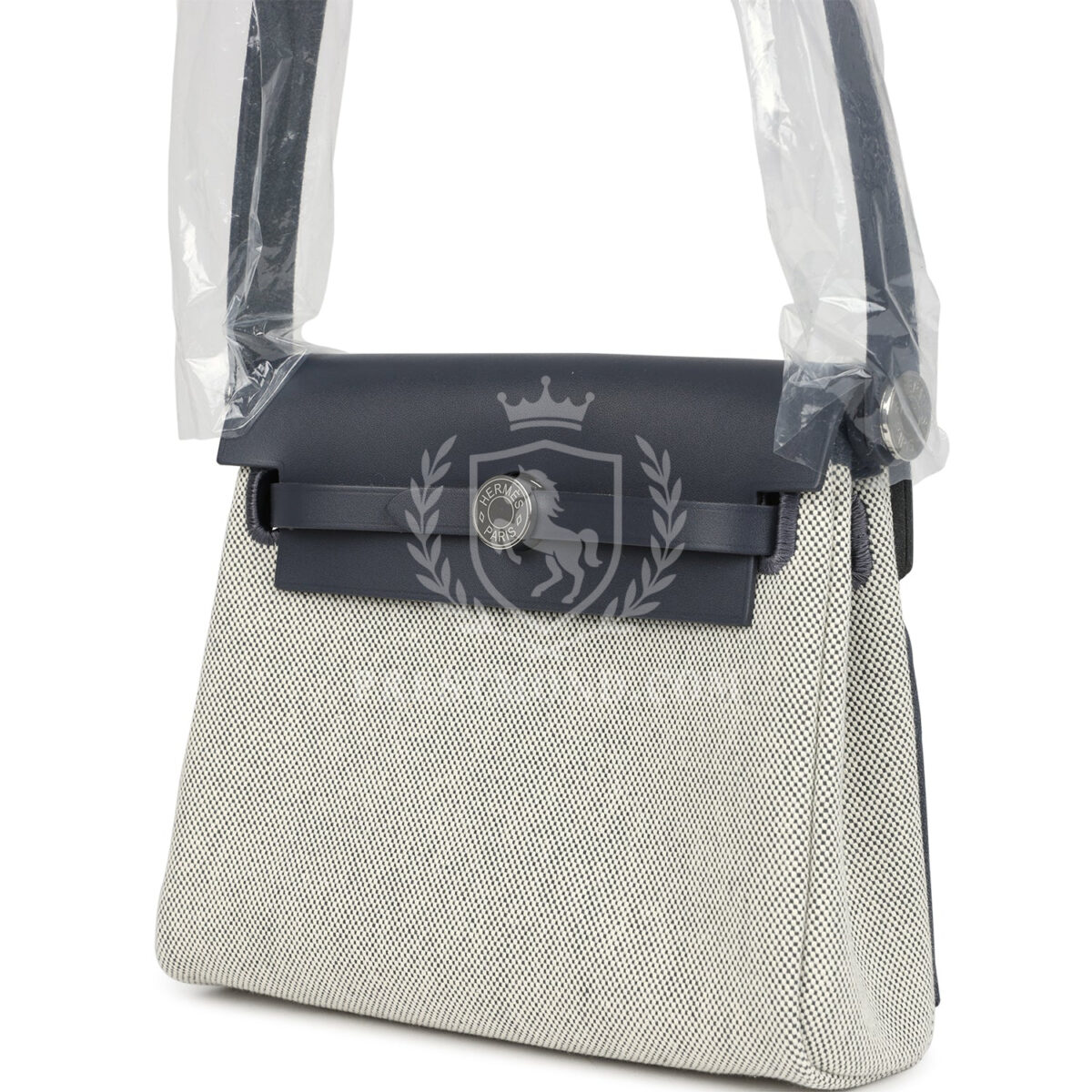 Hermes Herbag Zip 20 Mini Ecru and Ardoise Toile H Canvas and Ardoise Vache Hunter PHW — изображение 5