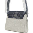 Hermes Herbag Zip 20 Mini Ecru and Ardoise Toile H Canvas and Ardoise Vache Hunter PHW