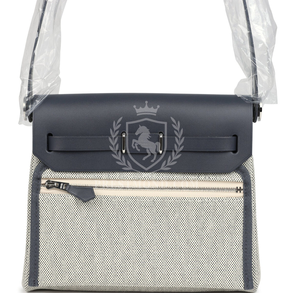 Hermes Herbag Zip 20 Mini Ecru and Ardoise Toile H Canvas and Ardoise Vache Hunter PHW — изображение 4