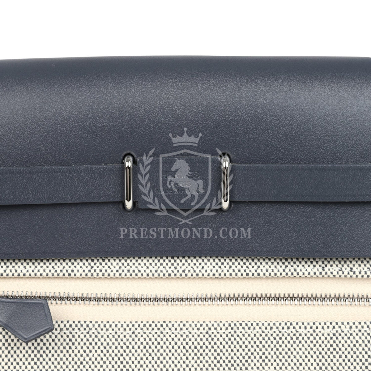 Hermes Herbag Zip 20 Mini Ecru and Ardoise Toile H Canvas and Ardoise Vache Hunter PHW — изображение 7
