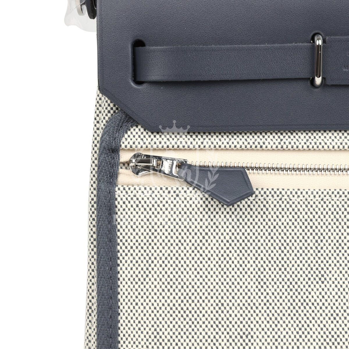 Hermes Herbag Zip 20 Mini Ecru and Ardoise Toile H Canvas and Ardoise Vache Hunter PHW — изображение 8
