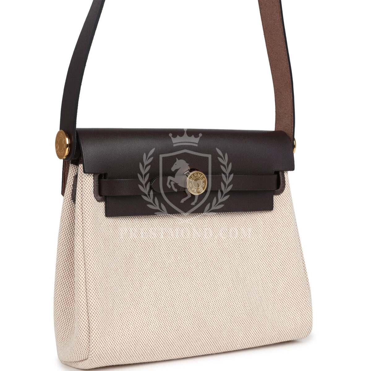 Hermes Herbag Zip 20 Mini Ecru and Beige Toile H Canvas and Ebene Vache Hunter GHW — изображение 2