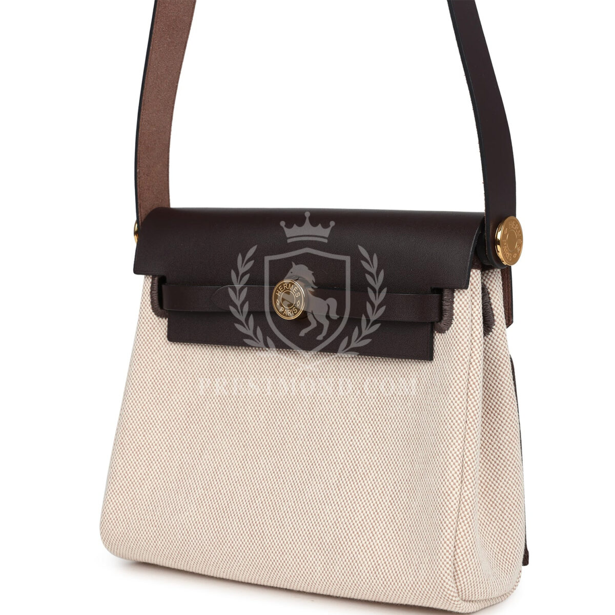 Hermes Herbag Zip 20 Mini Ecru and Beige Toile H Canvas and Ebene Vache Hunter GHW — изображение 5