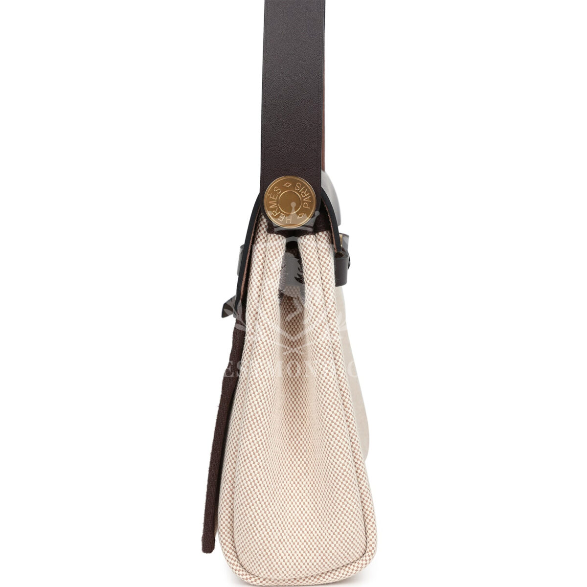 Hermes Herbag Zip 20 Mini Ecru and Beige Toile H Canvas and Ebene Vache Hunter GHW — изображение 3