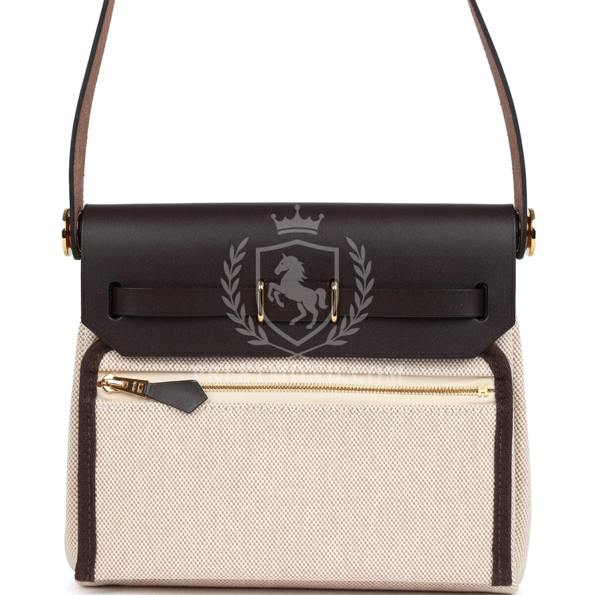 Hermes Herbag Zip 20 Mini Ecru and Beige Toile H Canvas and Ebene Vache Hunter GHW — изображение 4