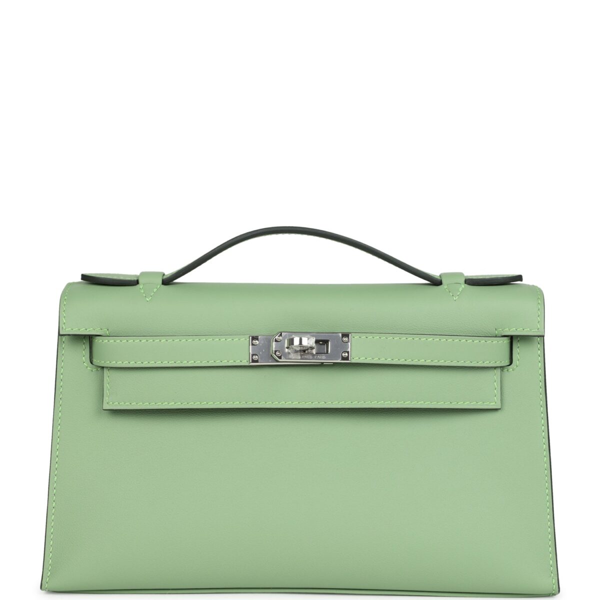 Hermes Kelly Pochette Vert Criquet Swift PHW