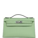 Hermes Kelly Pochette Vert Criquet Swift PHW