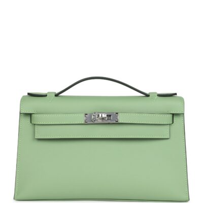 Hermes Kelly Pochette Vert Criquet Swift PHW
