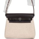 Hermes Herbag Zip 20 Mini Ecru and Beige Toile H Canvas and Ebene Vache Hunter PHW