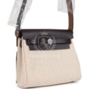 Hermes Herbag Zip 20 Mini Ecru and Beige Toile H Canvas and Ebene Vache Hunter PHW