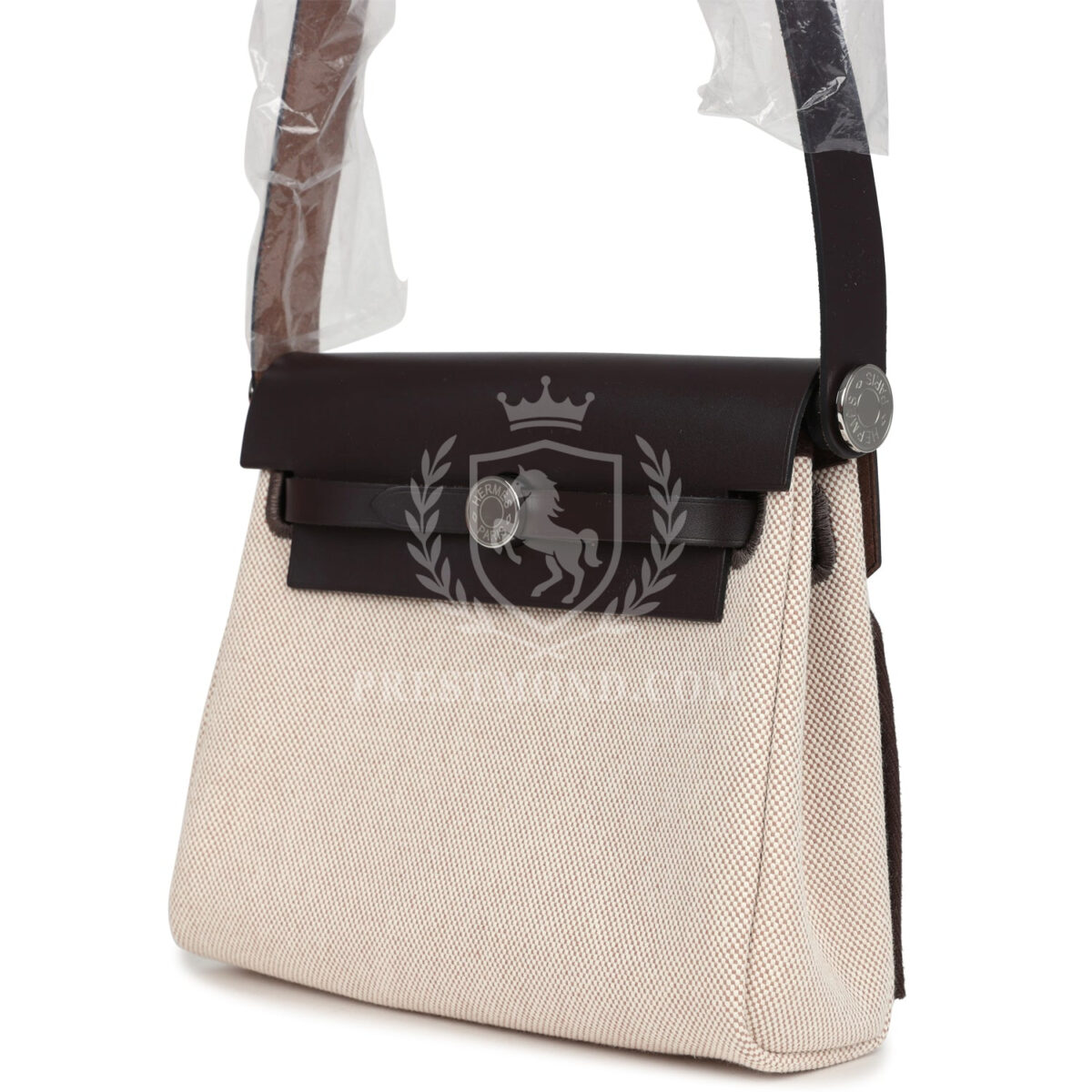 Hermes Herbag Zip 20 Mini Ecru and Beige Toile H Canvas and Ebene Vache Hunter PHW — изображение 5
