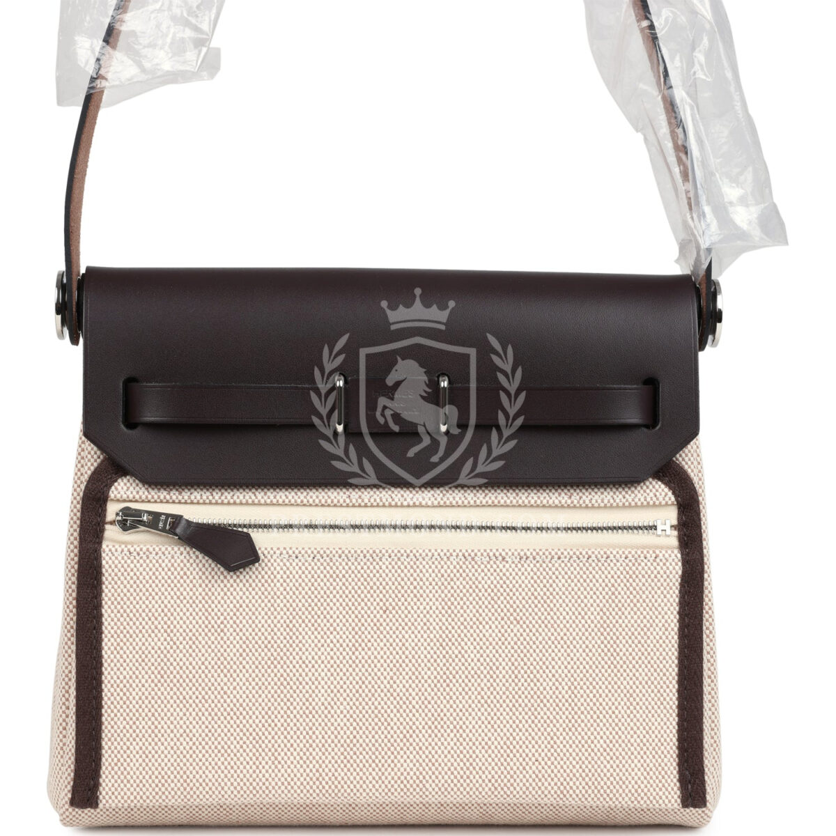 Hermes Herbag Zip 20 Mini Ecru and Beige Toile H Canvas and Ebene Vache Hunter PHW — изображение 4